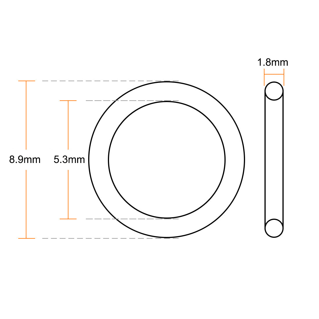 uxcell Uxcell Fluorine Rubber O-Rings 8.9mm OD 5.3mm ID 1.8mm Width, Metric FKM Sealing Gasket, Pack of 20