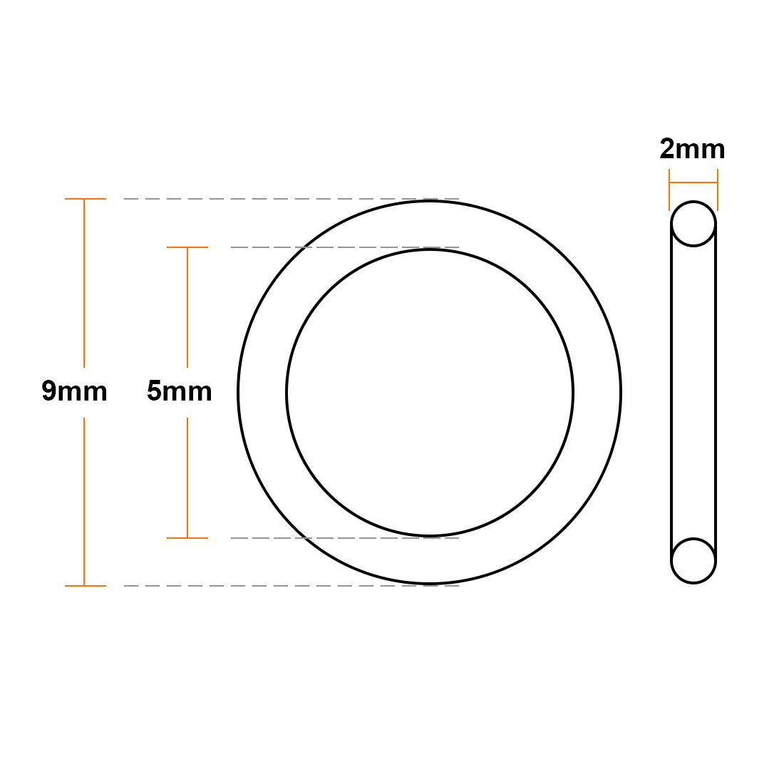 uxcell Uxcell Fluorine Rubber O-Rings 9mm OD 5mm ID 2mm Width, Metric FKM Sealing Gasket, Pack of 20