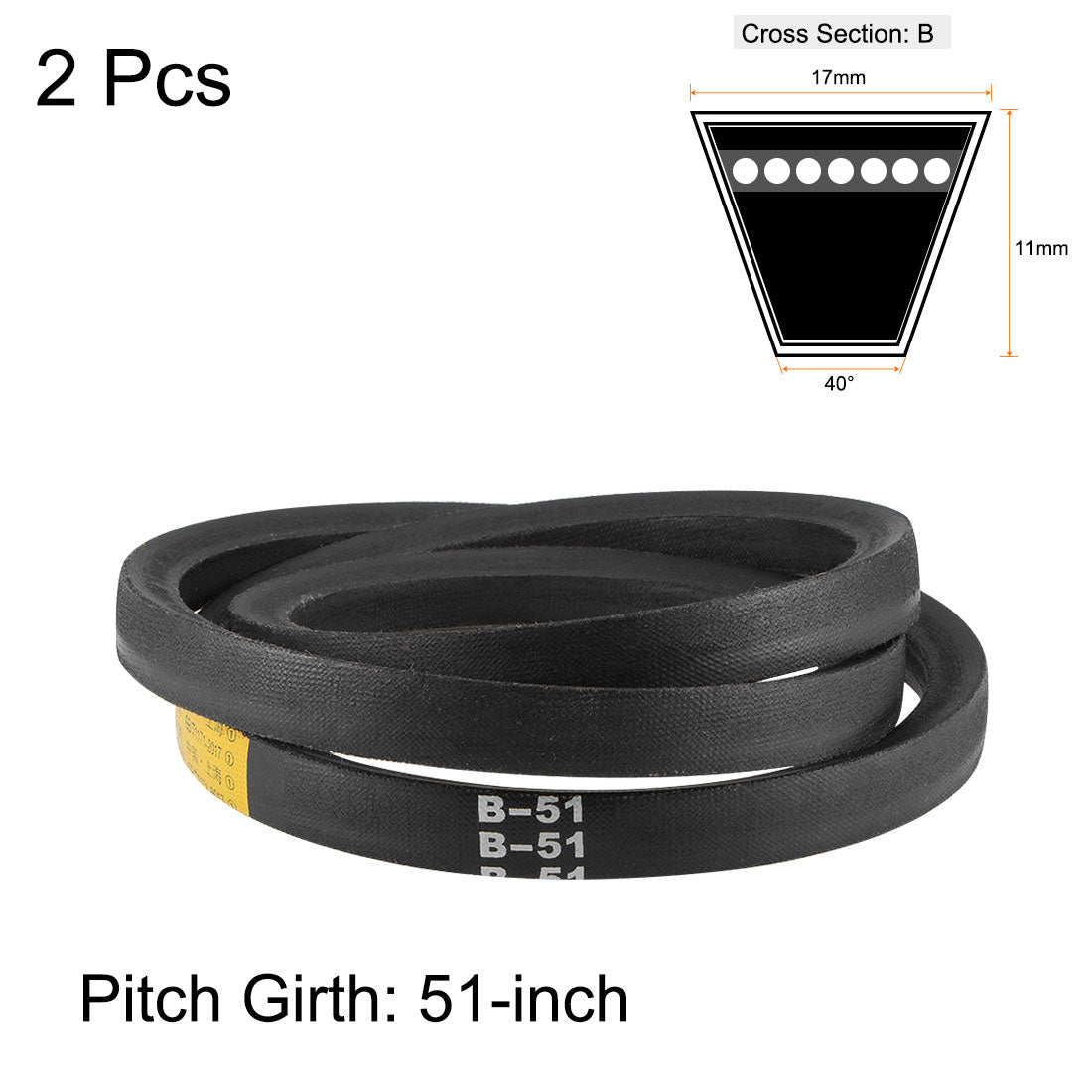 uxcell Uxcell V-Belts B-Section Rubber Drive Belts
