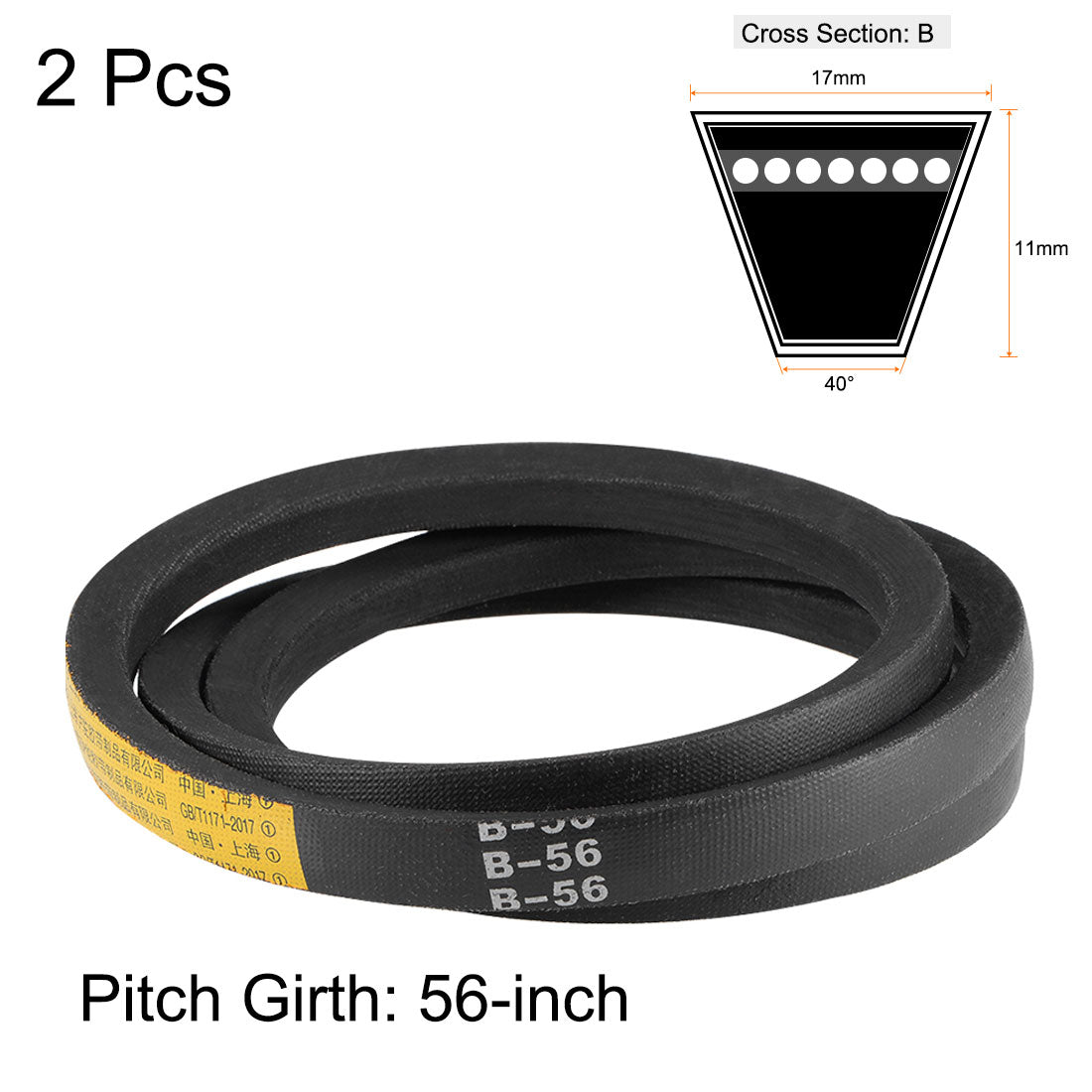uxcell Uxcell V-Belts B-Section Rubber Drive Belts