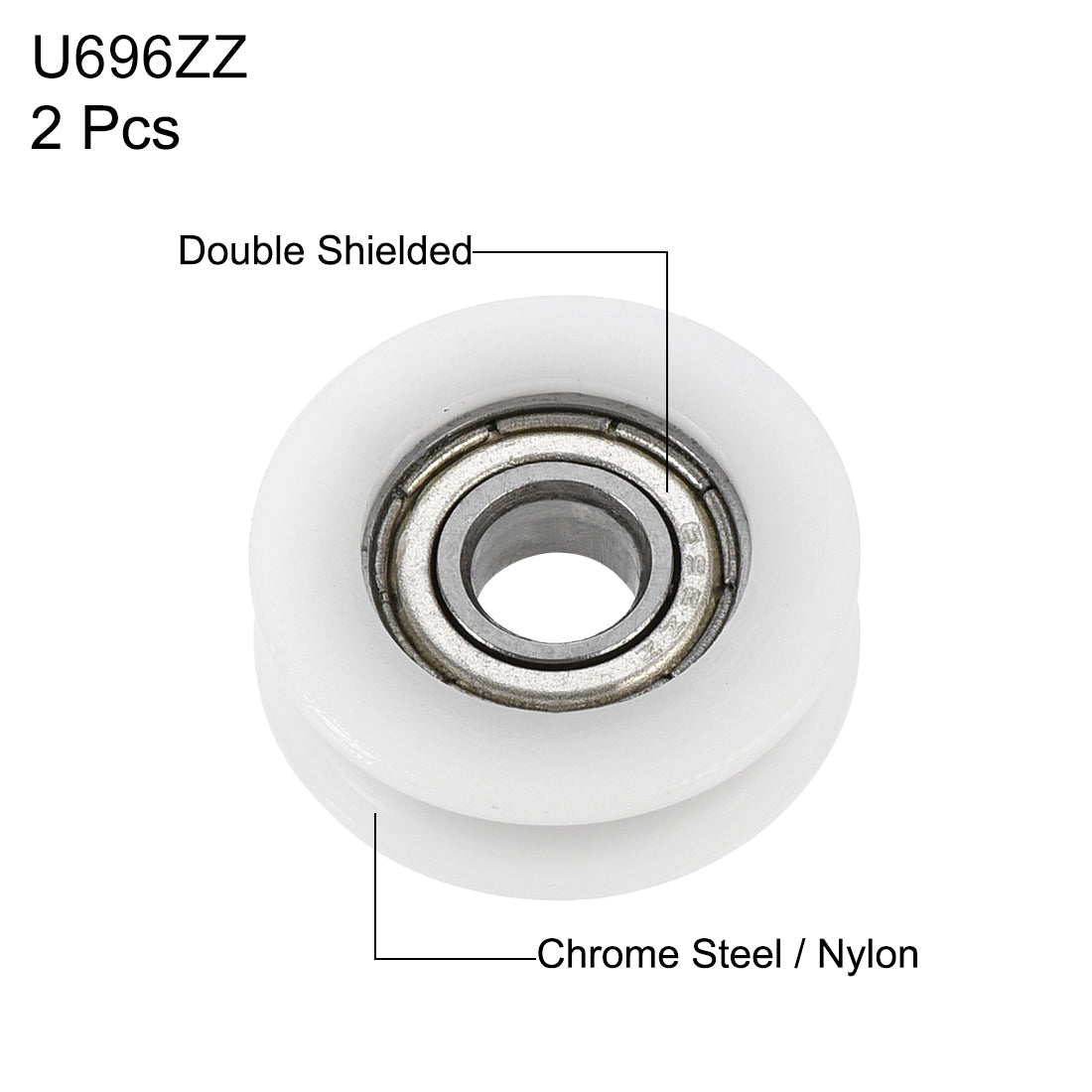 uxcell Uxcell U696ZZ U Groove Ball Bearings 6x22x7mm Double Shielded (GCr15) Bearings 2pcs