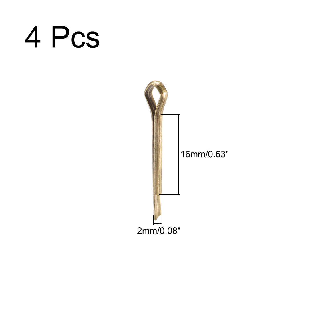 uxcell Uxcell Split Cotter Pin - 2mm x 16mm Solid Brass 2-Prongs Gold Tone 4Pcs
