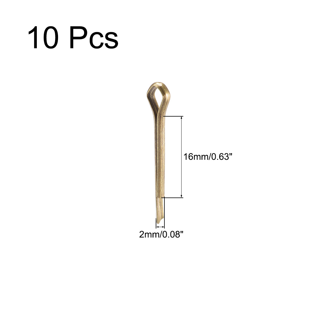 uxcell Uxcell Split Cotter Pin - 2mm x 16mm Solid Brass 2-Prongs Gold Tone 10Pcs