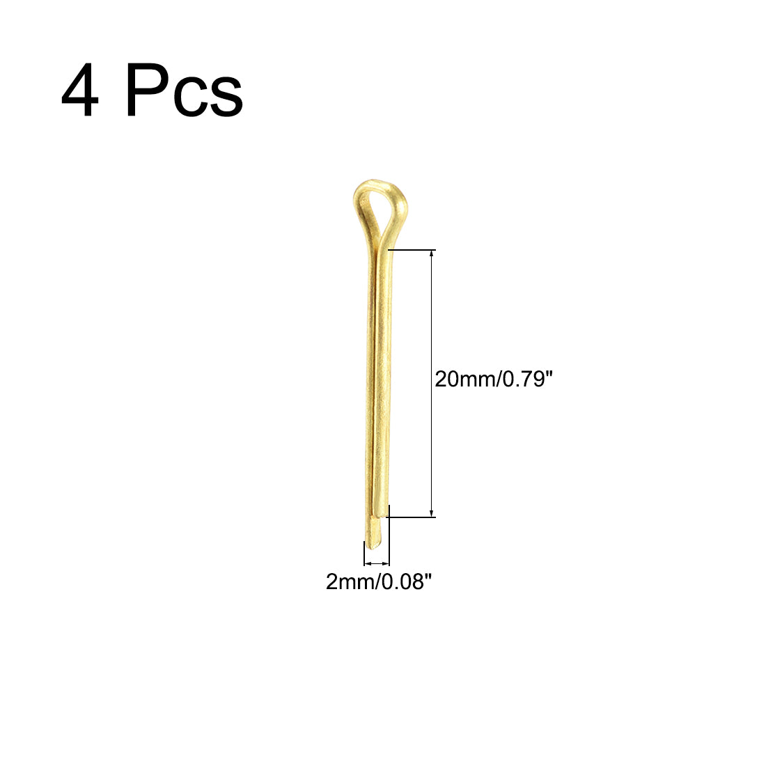 uxcell Uxcell Split Cotter Pin - 2mm x 20mm Solid Brass 2-Prongs Gold Tone 4Pcs