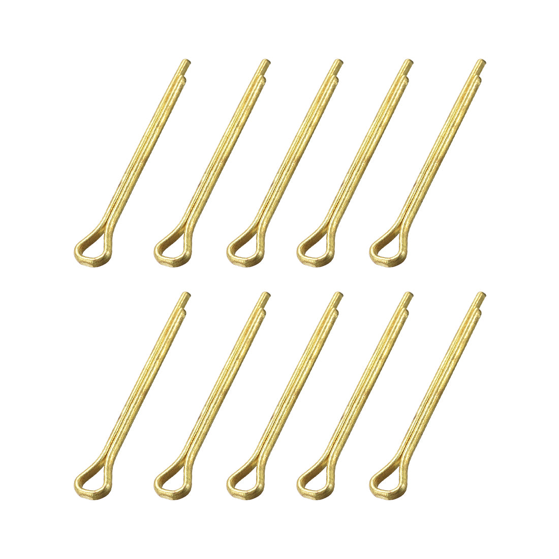 uxcell Uxcell Split Cotter Pin - 2mm x 20mm Solid Brass 2-Prongs Gold Tone 10Pcs