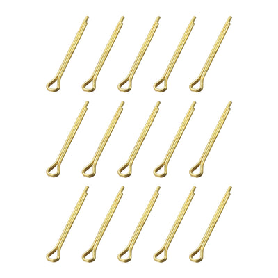 uxcell Uxcell Split Cotter Pin - 2mm x 20mm Solid Brass 2-Prongs Gold Tone 15Pcs