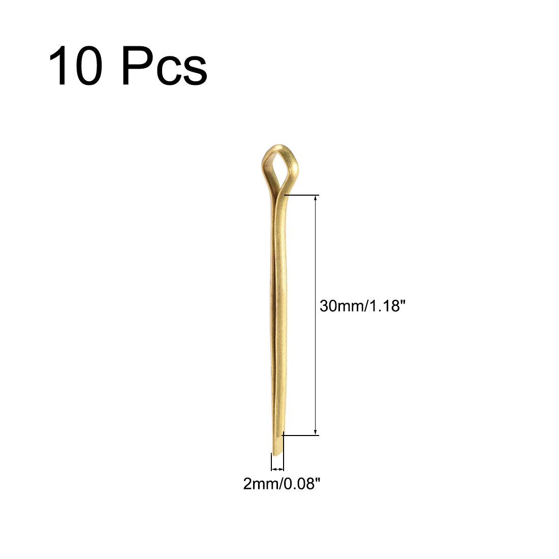 uxcell Uxcell Split Cotter Pin - 2mm x 30mm Solid Brass 2-Prongs Gold Tone 10Pcs