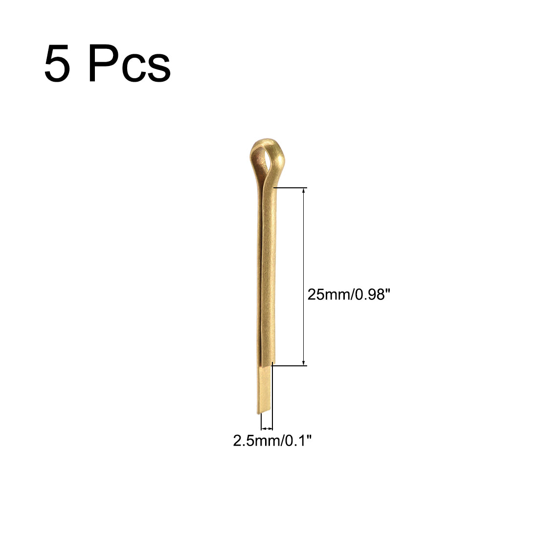 uxcell Uxcell Split Cotter Pin - 2.5mm x 25mm Solid Brass 2-Prongs Gold Tone 5Pcs