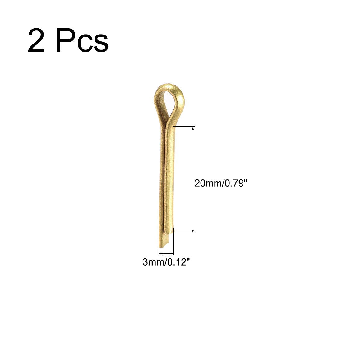 uxcell Uxcell Split Cotter Pin - 3mm x 20mm Solid Brass 2-Prongs Gold Tone 2Pcs