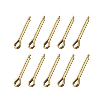 uxcell Uxcell Split Cotter Pin - 3mm x 20mm Solid Brass 2-Prongs Gold Tone 10Pcs