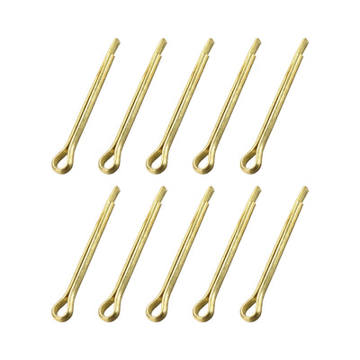 uxcell Uxcell Split Cotter Pin - 3mm x 30mm Solid Brass 2-Prongs Gold Tone 10Pcs