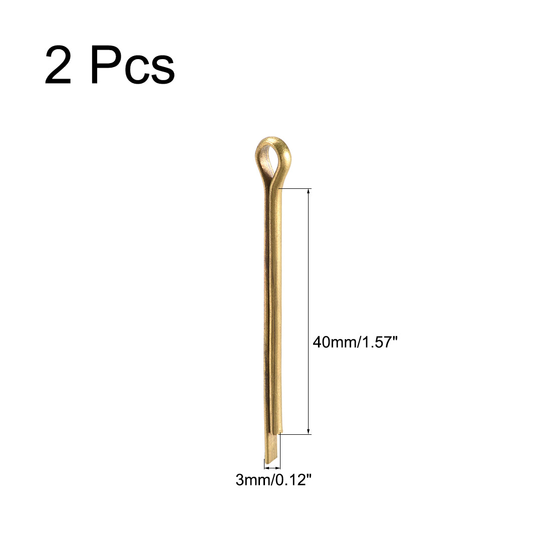 uxcell Uxcell Split Cotter Pin - 3mm x 40mm Solid Brass 2-Prongs Gold Tone 2Pcs