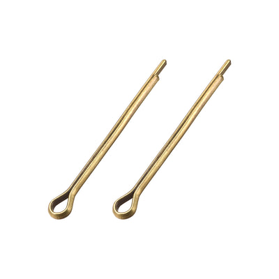 uxcell Uxcell Split Cotter Pin - 3mm x 40mm Solid Brass 2-Prongs Gold Tone 2Pcs