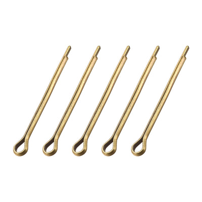 uxcell Uxcell Split Cotter Pin - 3mm x 40mm Solid Brass 2-Prongs Gold Tone 5Pcs
