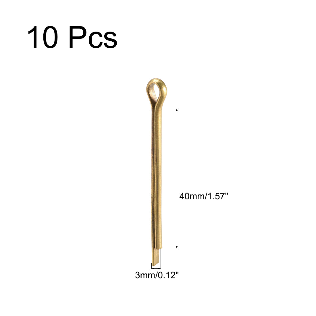 uxcell Uxcell Split Cotter Pin - 3mm x 40mm Solid Brass 2-Prongs Gold Tone 10Pcs