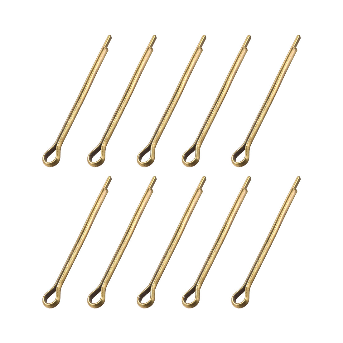 uxcell Uxcell Split Cotter Pin - 3mm x 40mm Solid Brass 2-Prongs Gold Tone 10Pcs