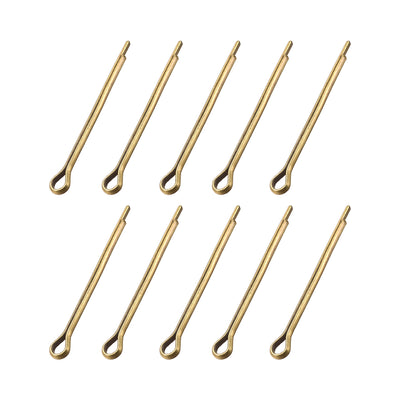 uxcell Uxcell Split Cotter Pin - 3mm x 40mm Solid Brass 2-Prongs Gold Tone 10Pcs