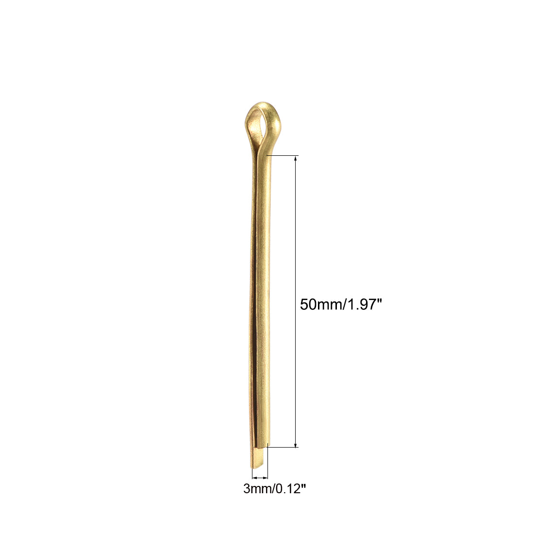 uxcell Uxcell Split Cotter Pin - 3mm x 50mm Solid Brass 2-Prongs Gold Tone