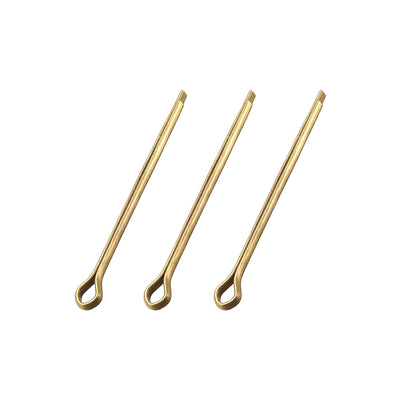 uxcell Uxcell Split Cotter Pin - 3mm x 50mm Solid Brass 2-Prongs Gold Tone 3Pcs