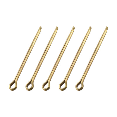 uxcell Uxcell Split Cotter Pin - 3mm x 50mm Solid Brass 2-Prongs Gold Tone 5Pcs