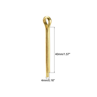 Harfington Uxcell Split Cotter Pin - 4mm x 40mm Solid Brass 2-Prongs Gold Tone