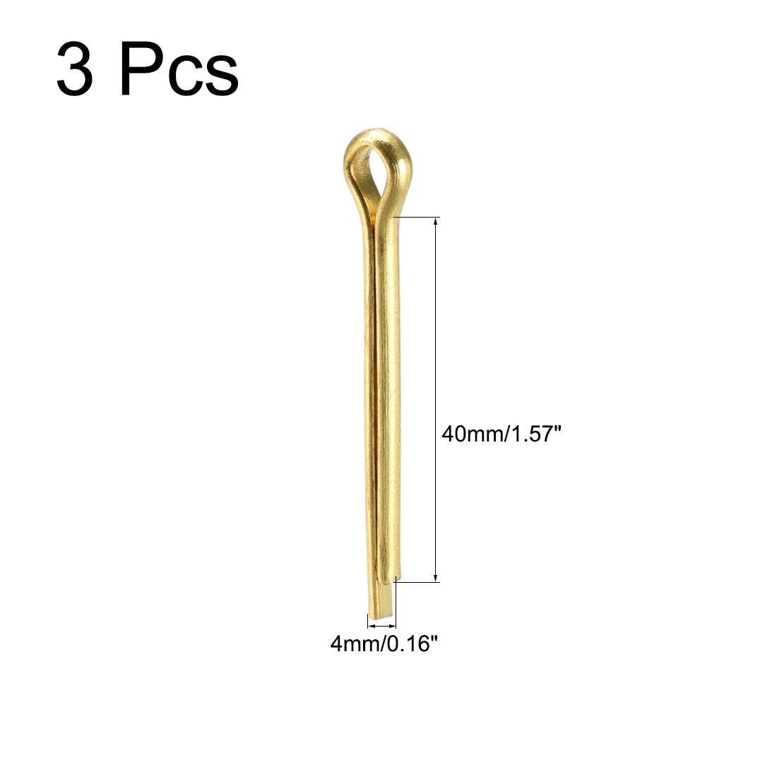 uxcell Uxcell Split Cotter Pin - 4mm x 40mm Solid Brass 2-Prongs Gold Tone 3Pcs