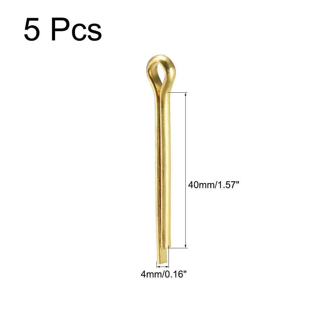 uxcell Uxcell Split Cotter Pin - 4mm x 40mm Solid Brass 2-Prongs Gold Tone 5Pcs