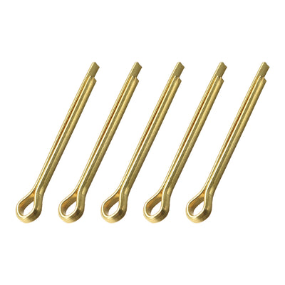 uxcell Uxcell Split Cotter Pin - 4mm x 40mm Solid Brass 2-Prongs Gold Tone 5Pcs
