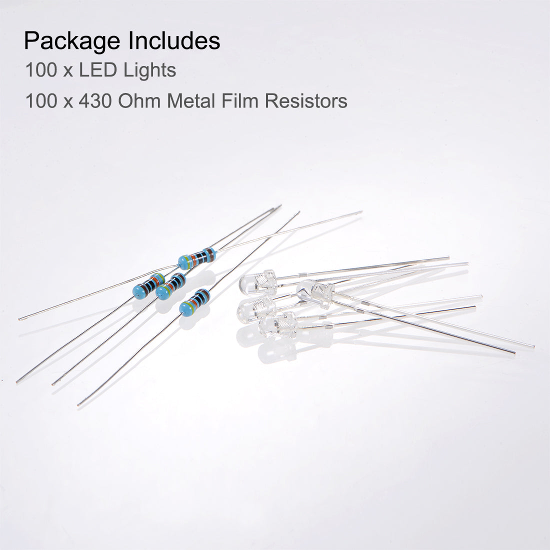 uxcell Uxcell 100Set 3mm LED Kit Clear Flashing Emerald Green Super Bright 29mm Pin W Resistor