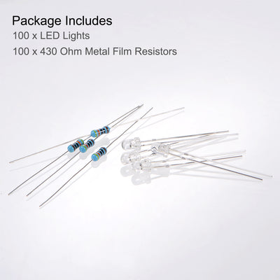 Harfington Uxcell 100Set 3mm LED Kit Clear Flashing Emerald Green Super Bright 29mm Pin W Resistor