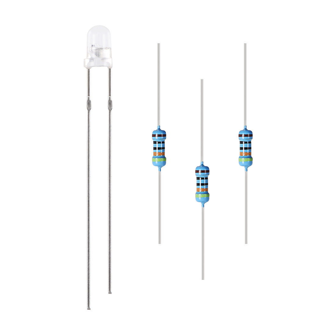 uxcell Uxcell 100Set 3mm LED Kit Clear Flashing Emerald Green Super Bright 29mm Pin W Resistor