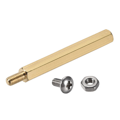 Harfington Uxcell M3 x 40mm + 6mm Male to Female Hex Brass Spacer Standoff Screw Nut 10set
