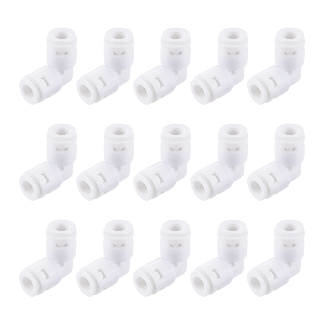 uxcell Uxcell Quick Connector Push in L Type PE Connect Fittings 1/4" to 1/4" Tube for Water Purifier RO System, 28x28mm White 15Pcs