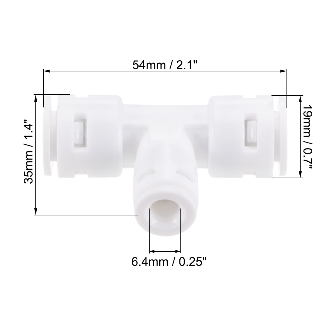 uxcell Uxcell Quick Connector 3 Way T Type 3/8"x3/8"x1/4" Push Fit Connect Fittings for RO Water Purifier, 54x35mm White 15Pcs