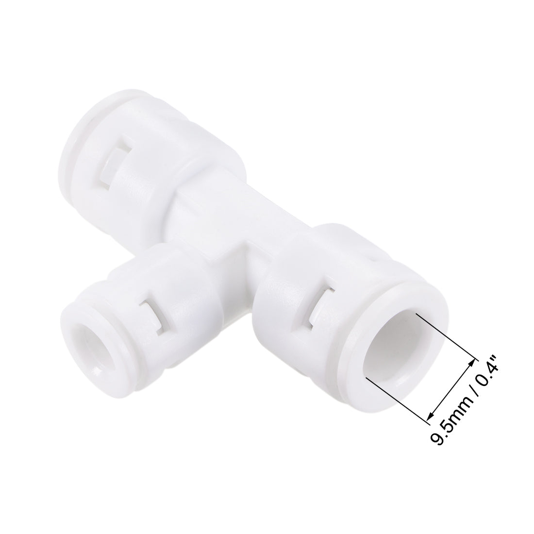 uxcell Uxcell Quick Connector 3 Way T Type 3/8"x3/8"x1/4" Push Fit Connect Fittings for RO Water Purifier, 54x35mm White 15Pcs