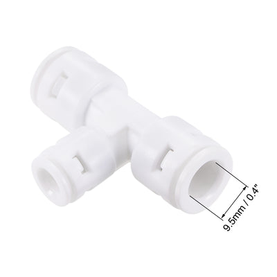 Harfington Uxcell Quick Connector 3 Way T Type 3/8"x3/8"x1/4" Push Fit Connect Fittings for RO Water Purifier, 54x35mm White 15Pcs