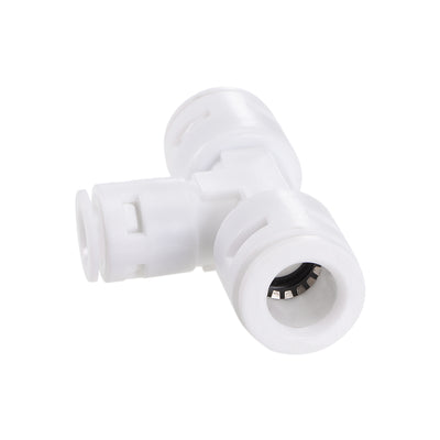 Harfington Uxcell Quick Connector 3 Way T Type 3/8"x3/8"x1/4" Push Fit Connect Fittings for RO Water Purifier, 54x35mm White 15Pcs