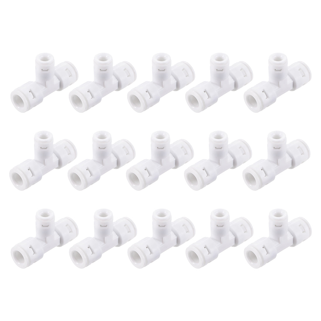 uxcell Uxcell Quick Connector 3 Way T Type 3/8"x3/8"x1/4" Push Fit Connect Fittings for RO Water Purifier, 54x35mm White 15Pcs