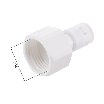 Harfington Uxcell Quick Connector G1/2 Female Thread to 1/4" Tube, Straight Connect Fittings for Water Purifier, 40mm White 5Pcs