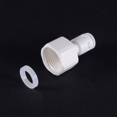 Harfington Uxcell Quick Connector G1/2 Female Thread to 1/4" Tube, Straight Connect Fittings for Water Purifier, 40mm White 5Pcs