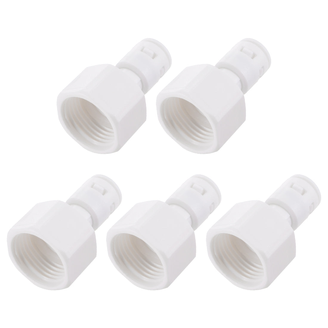 uxcell Uxcell Quick Connector G1/2 Female Thread to 1/4" Tube, Straight Connect Fittings for Water Purifier, 40mm White 5Pcs