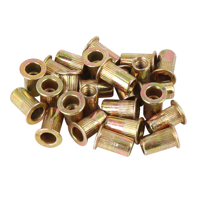 Harfington 25 Pcs Zinc Plated Carbon Steel Car Flat Head Rivet Nut Threaded Insert