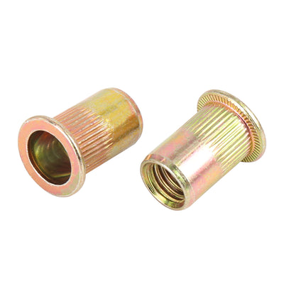 Harfington 25 Pcs Zinc Plated Carbon Steel Car Flat Head Rivet Nut Threaded Insert