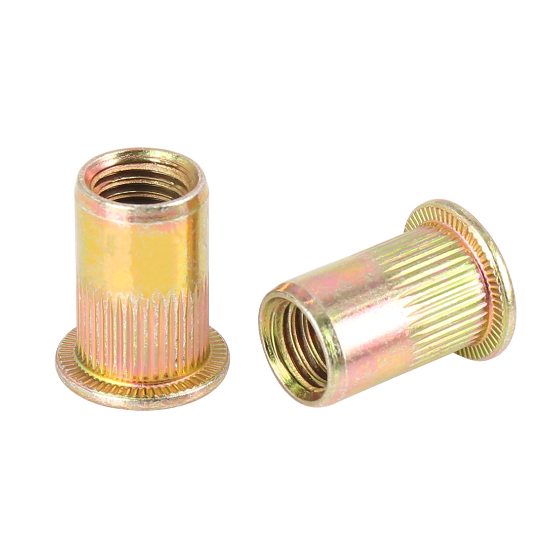Harfington 25 Pcs Zinc Plated Carbon Steel Car Flat Head Rivet Nut Threaded Insert