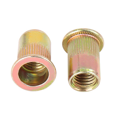 Harfington 25 Pcs Zinc Plated Carbon Steel Car Flat Head Rivet Nut Threaded Insert