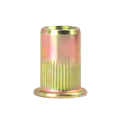 Harfington 25 Pcs Zinc Plated Carbon Steel Car Flat Head Rivet Nut Threaded Insert