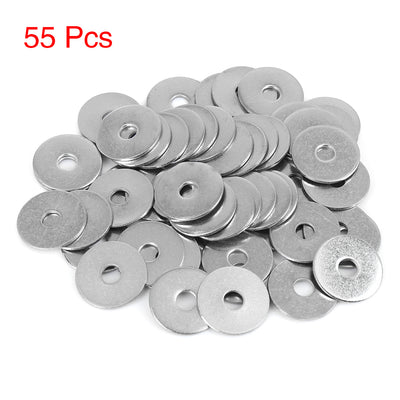 Harfington 55pcs M6 x 25mm x1.5mm Stainless Steel Car Fastener Sealing Flat Washer Gaskets