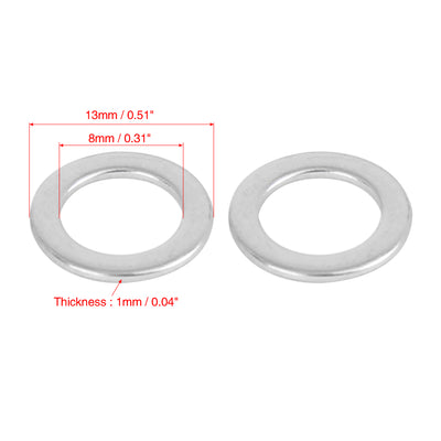Harfington 110pcs M8 x 13mm x1mm Stainless Steel Car Fastener Sealing Flat Washer Gaskets