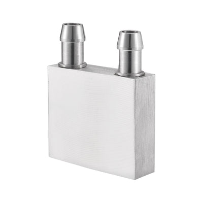 Harfington Uxcell Aluminum Water Cooling Block 40x40mm Polished Heatsink with Nozzle
