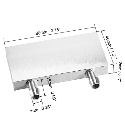 Harfington Uxcell Aluminum Water Cooling Block 40x80mm Polished with Nozzle on Long Side